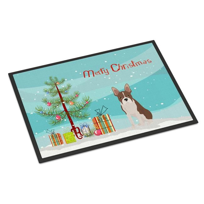 18 x 27 in. Boston Terrier Christmas Tree Indoor or Outdoor Mat