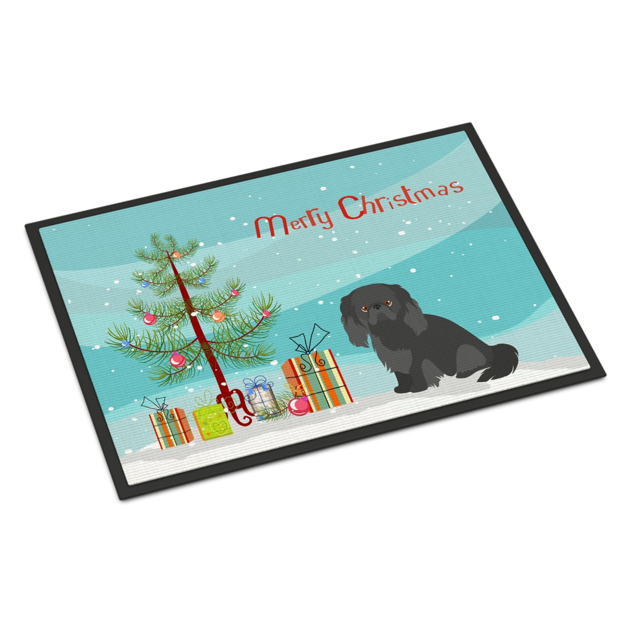18 x 27 in. Pekingese Christmas Tree Indoor or Outdoor Mat
