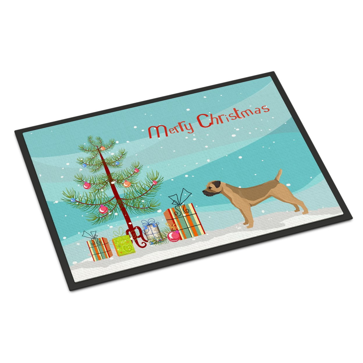 18 x 27 in. Border Terrier Christmas Tree Indoor or Outdoor Mat