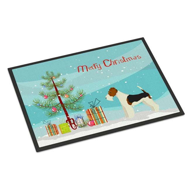 18 x 27 in. Fox Terrier Christmas Tree Indoor or Outdoor Mat