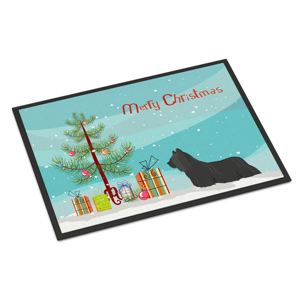 18 x 27 in. Skye Terrier Christmas Tree Indoor or Outdoor Mat
