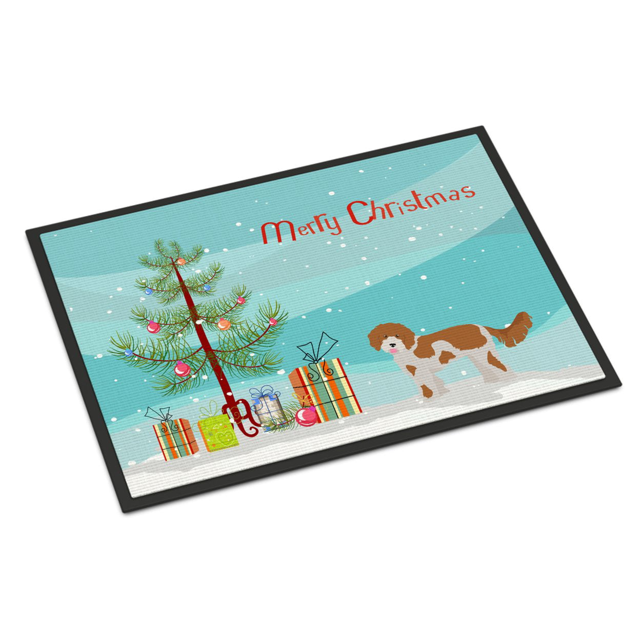 CK3812MAT 18 x 27 in. Cavapoo Christmas Tree Indoor or Outdoor Mat