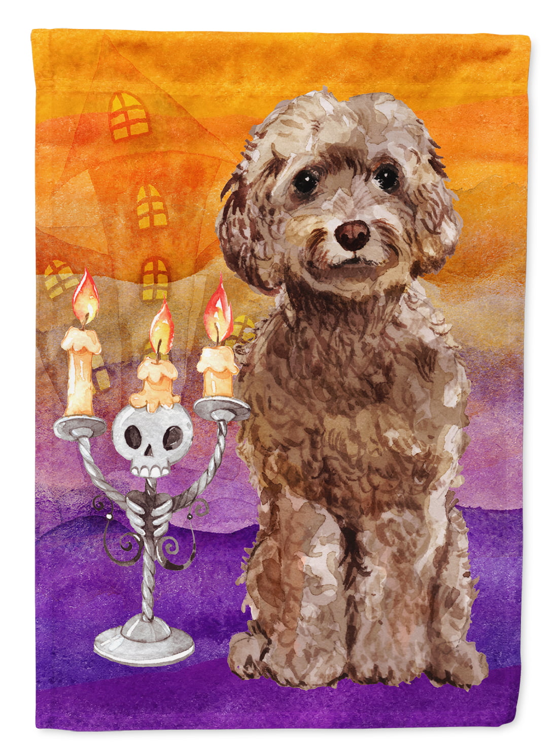 CK3208GF Hallween Brown Cockapoo Garden Size Flag