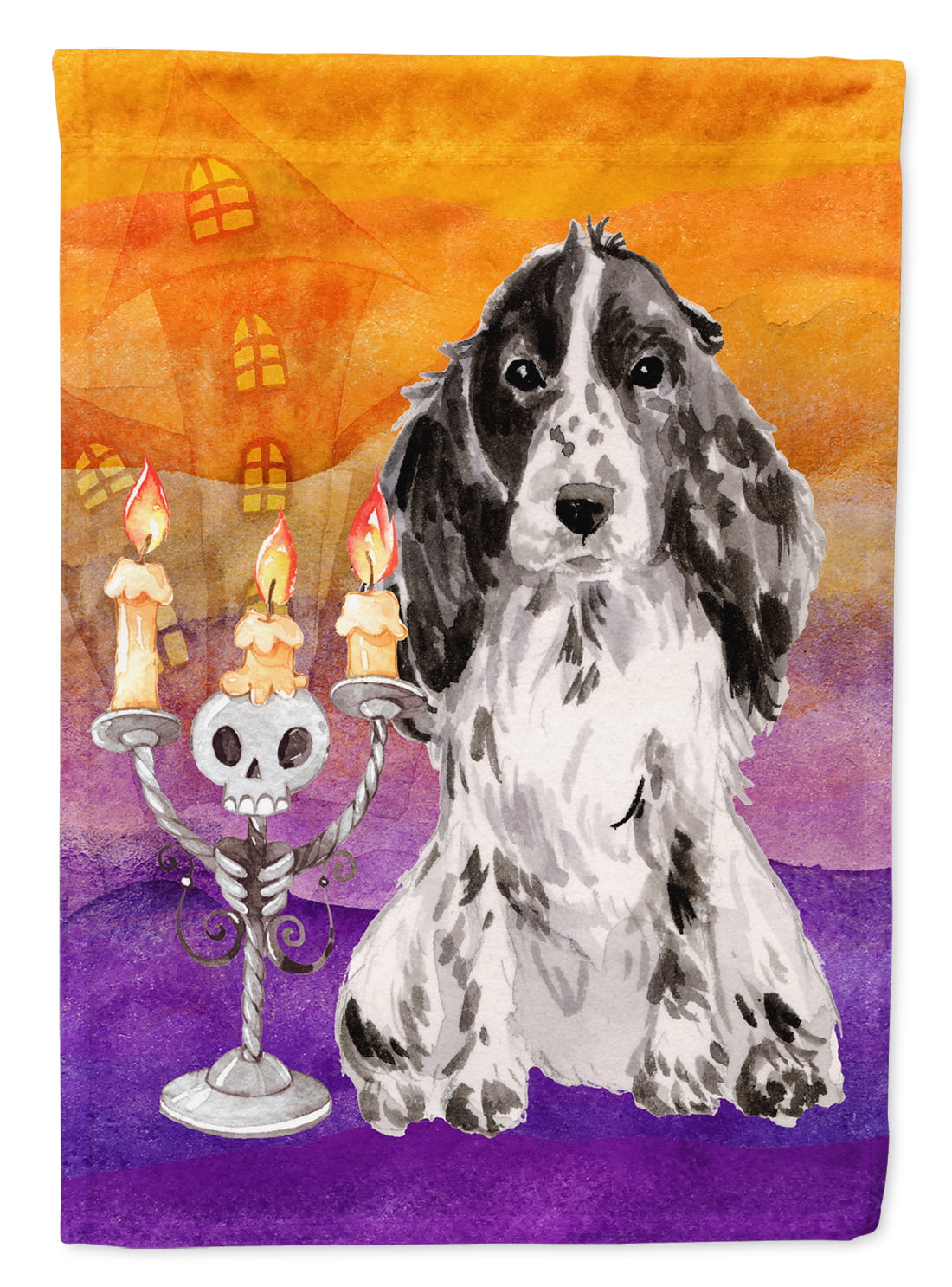Hallween Black Parti Cocker Spaniel Garden Size Flag