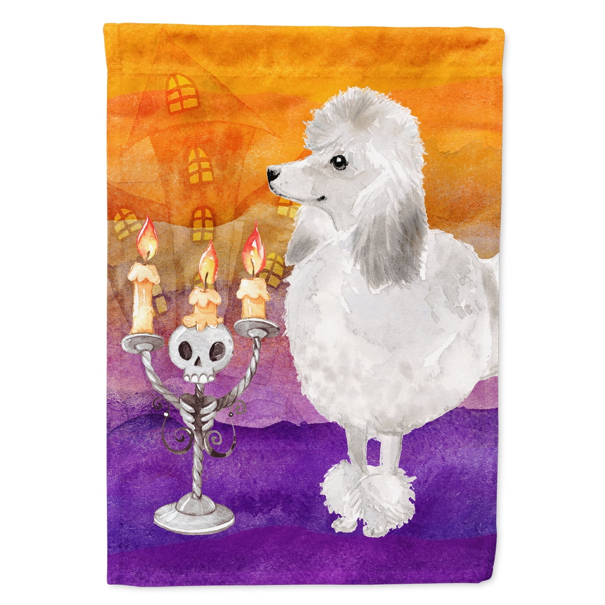 Hallween Silver Poodle Garden Size Flag