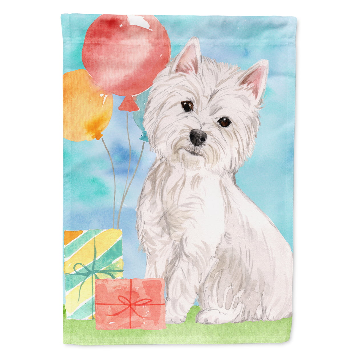 Happy Birthday Westie Garden Size Flag