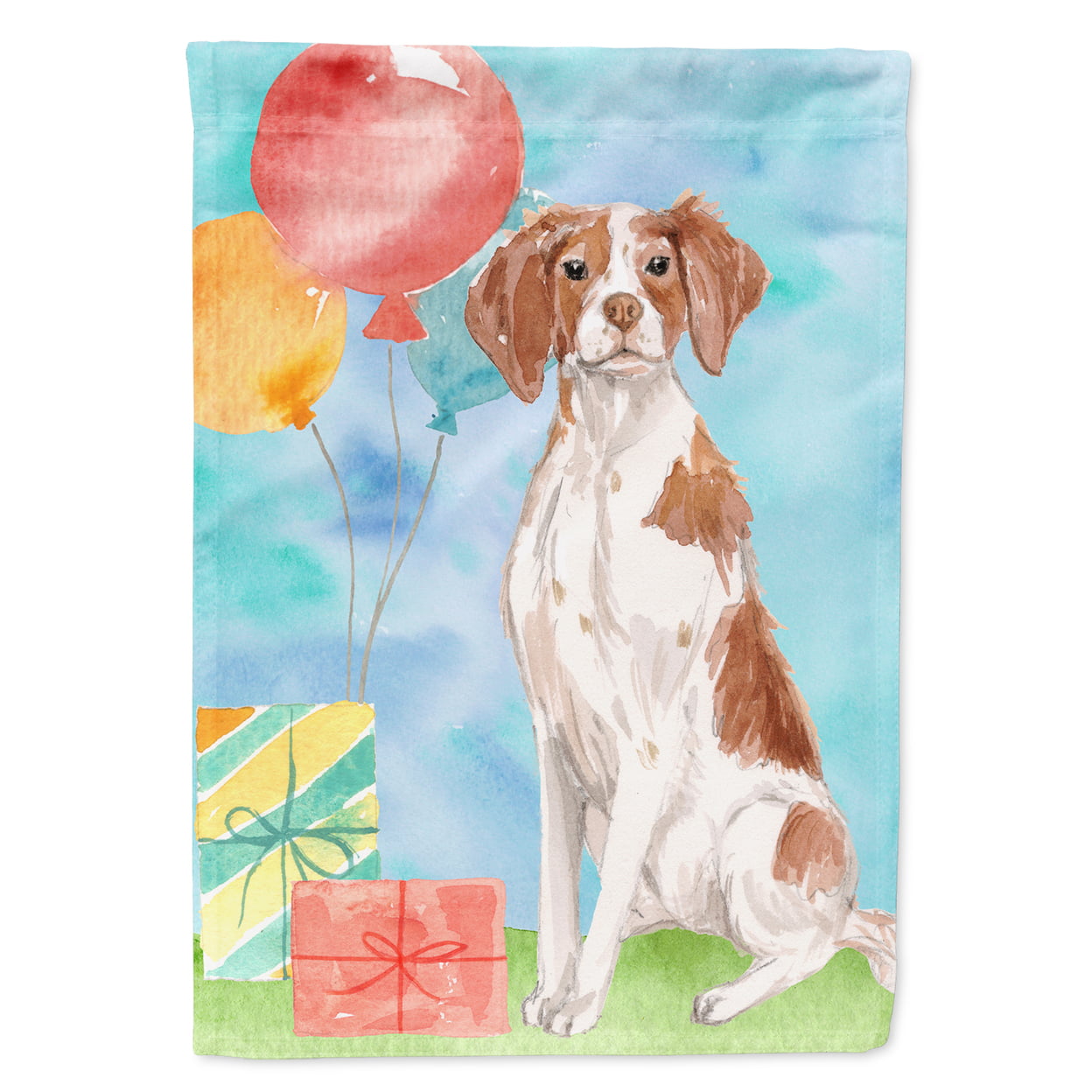 Happy Birthday Brittany Spaniel Garden Size Flag