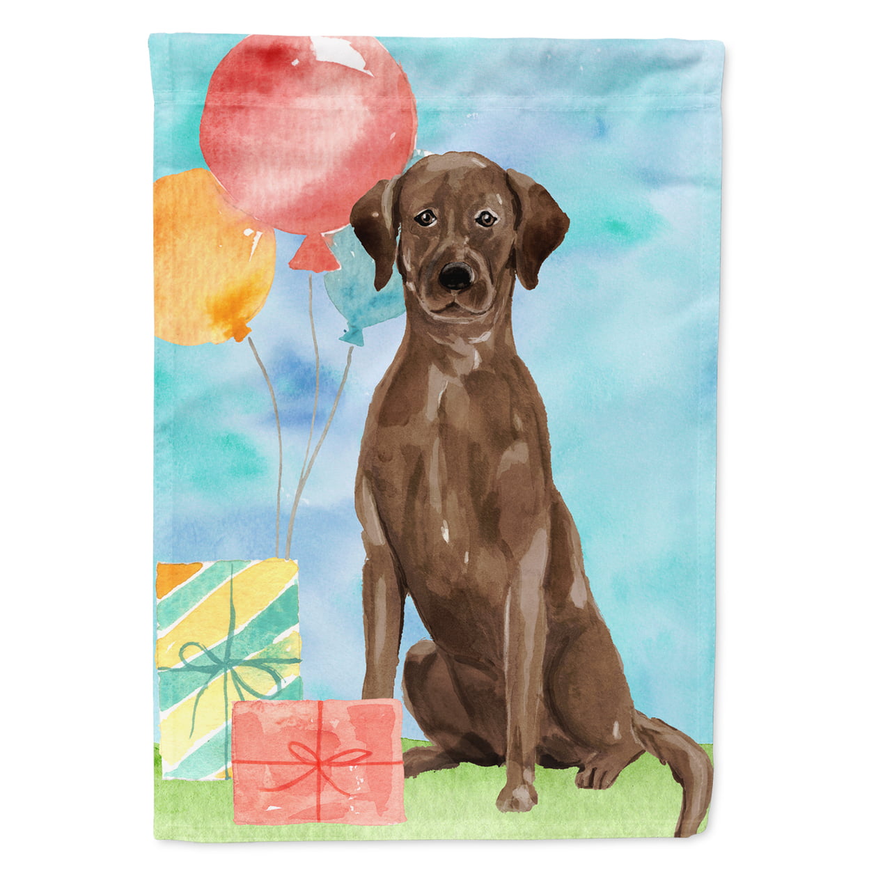 Happy Birthday Chocolate Labrador Retriever Garden Size Flag