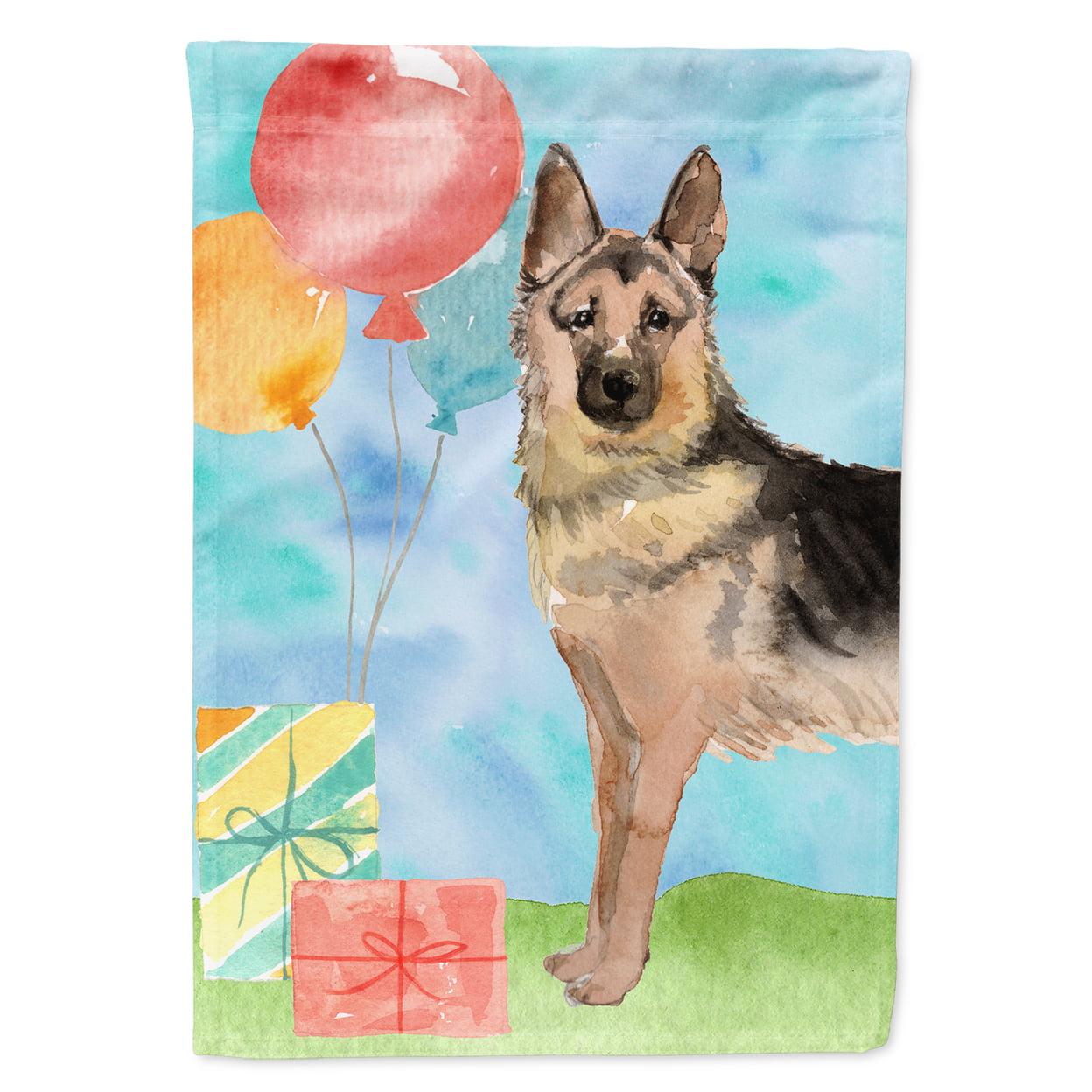 Happy Birthday German Shepherd Garden Size Flag