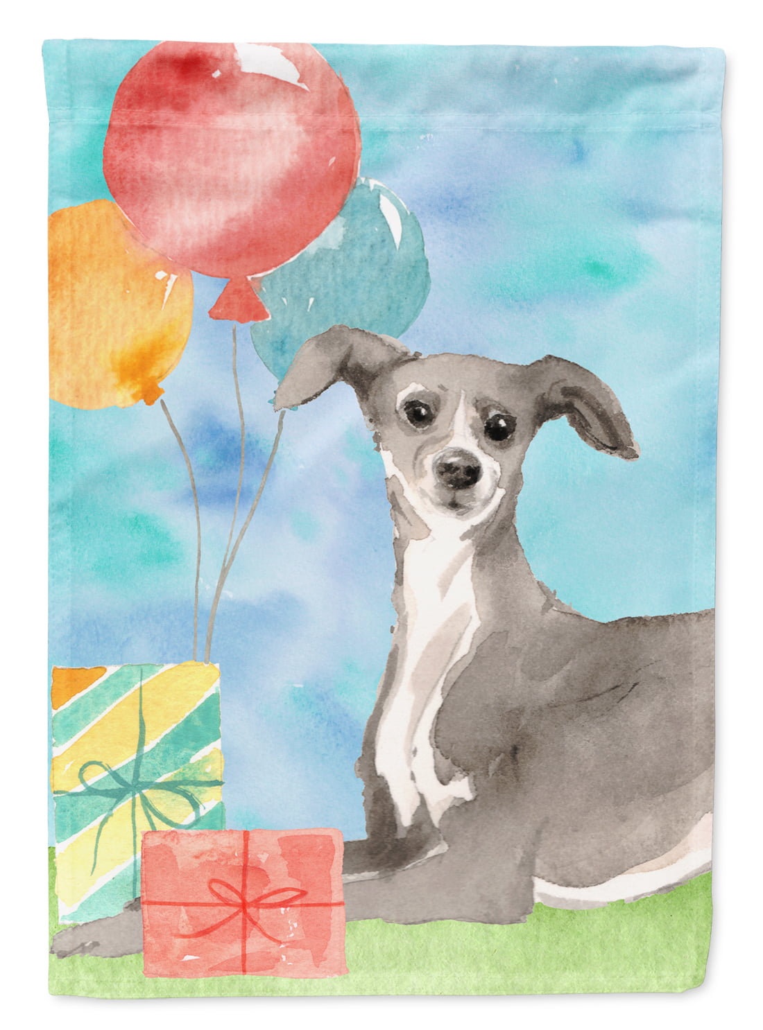 Happy Birthday Italian Greyhound Garden Size Flag