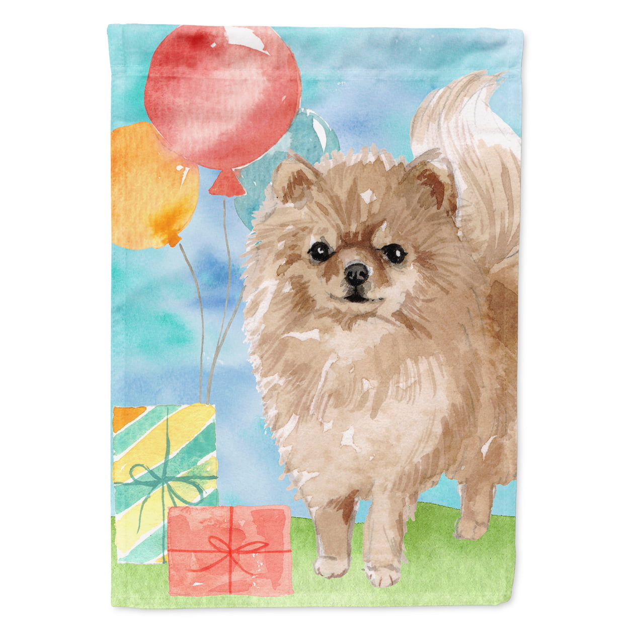 Happy Birthday Pomeranian Garden Size Flag