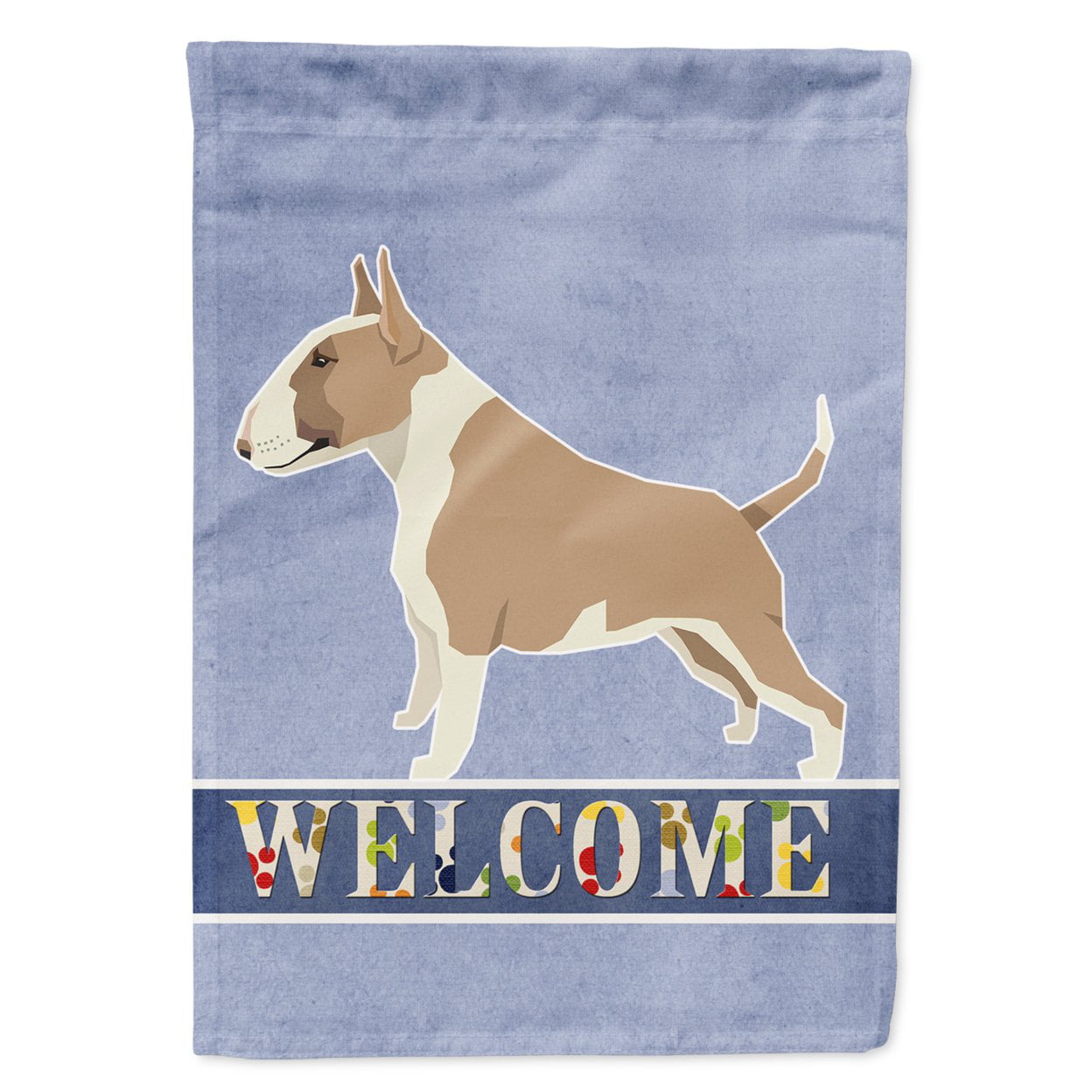 Fawn & White Bull Terrier Welcome Garden Size Flag