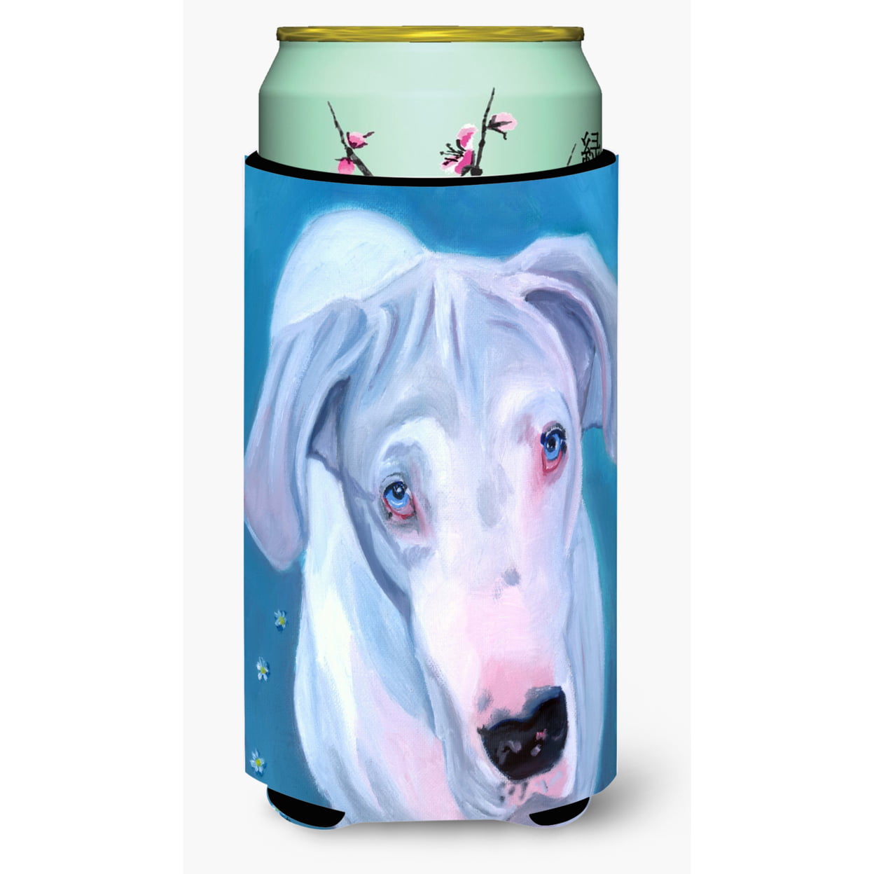 White Great Dane Tall Boy Beverage Insulator Hugger