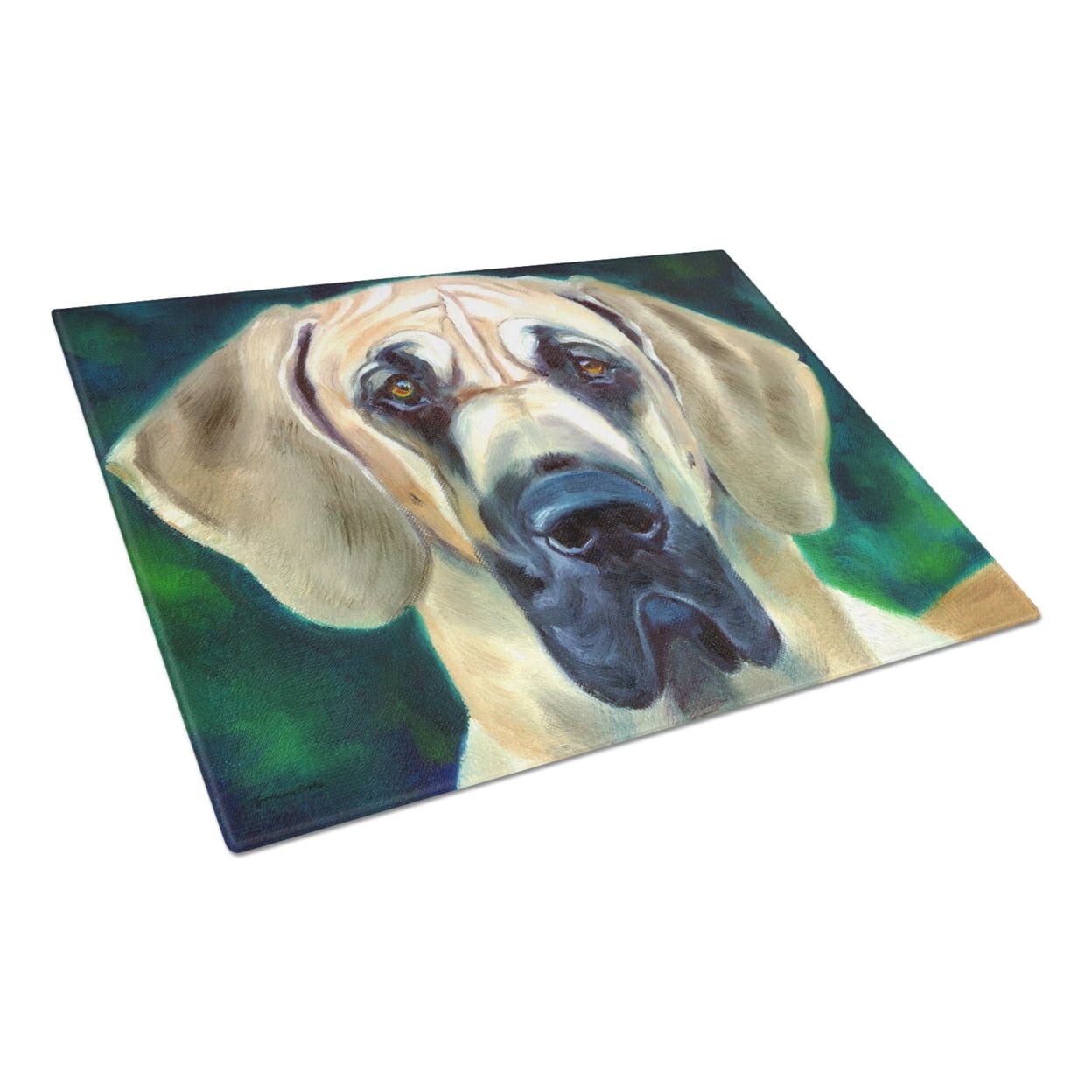 Picture of Carolines Treasures 7444LCB Great Dane Lookin at You Glass Cutting Board - Large