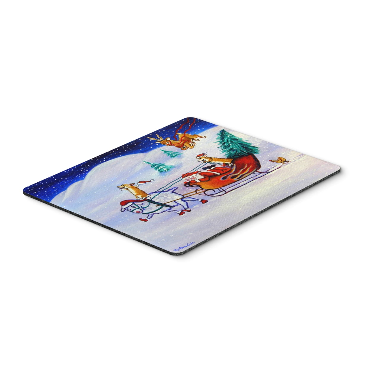 Corgi Highhacked Santa Claus Sleigh Mouse Pad, Hot Pad or Trivet