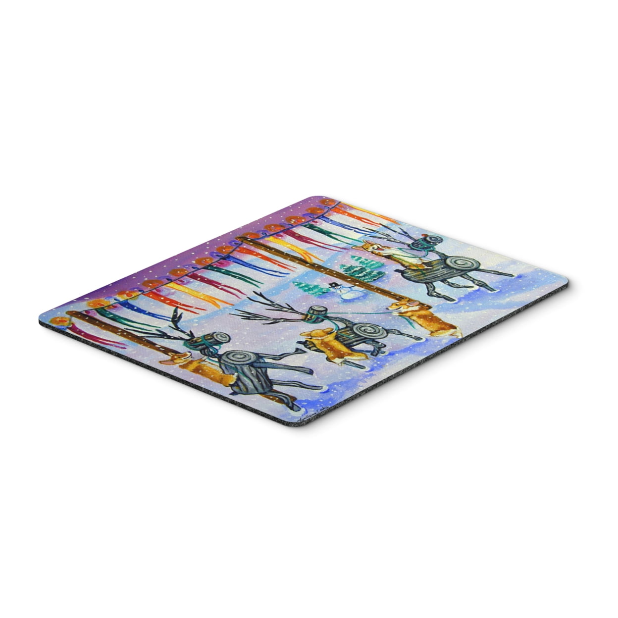 Corgi Log Reindeer Race Christmas Mouse Pad, Hot Pad or Trivet