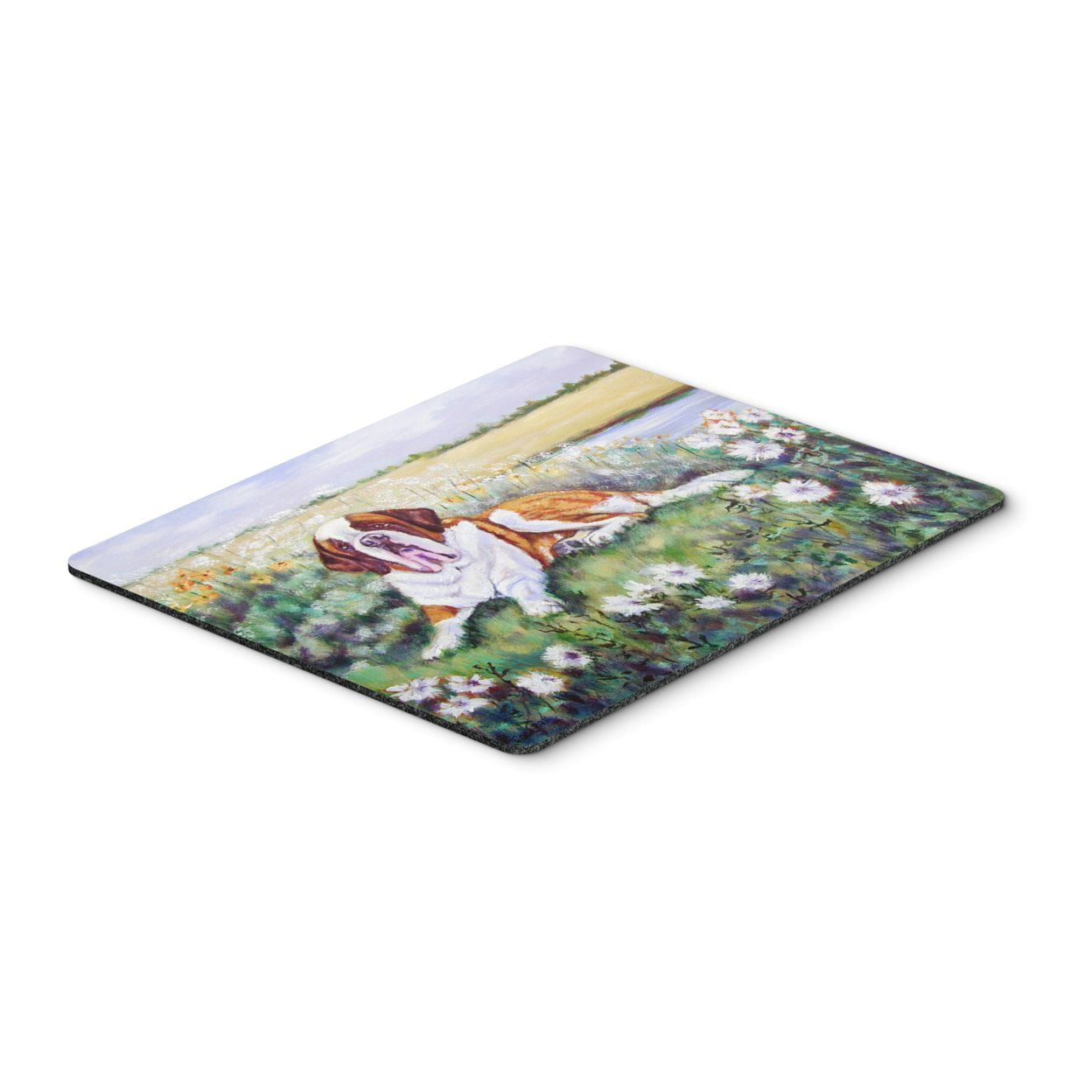 Saint Bernard in Flowers Mouse Pad, Hot Pad or Trivet