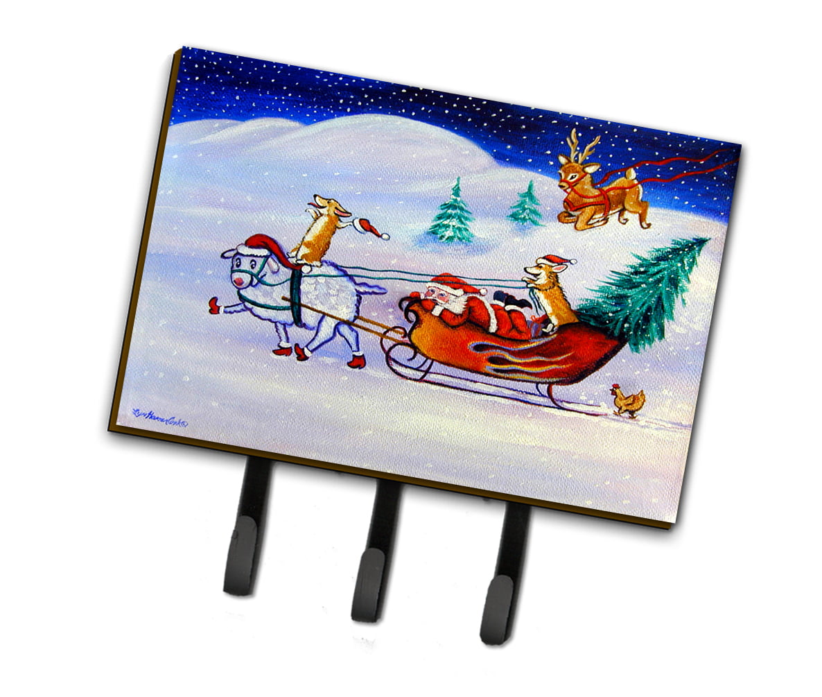 Corgi Highhacked Santa Claus Sleigh Leash or Key Holder