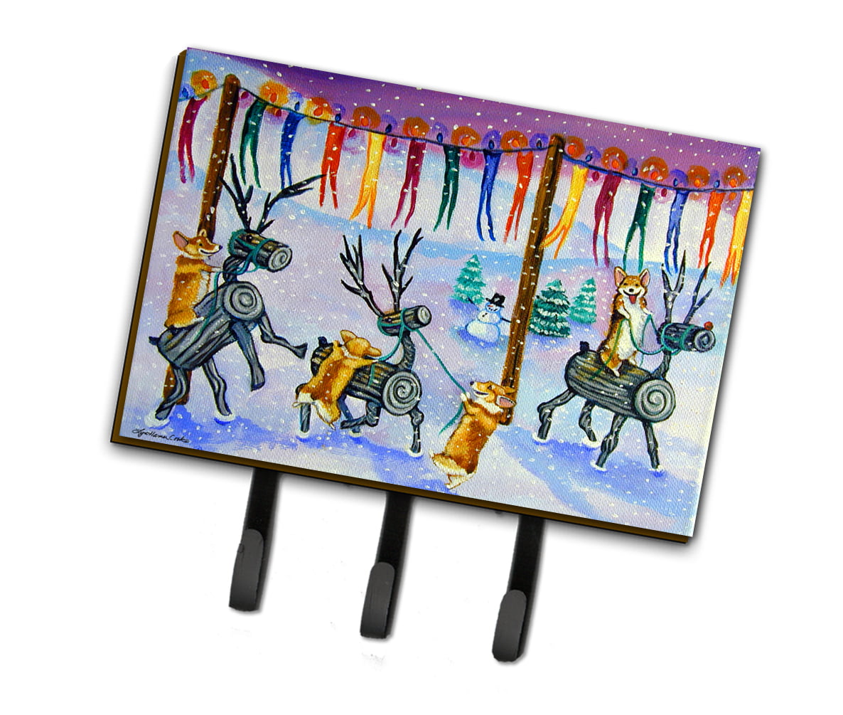 Corgi Log Reindeer Race Christmas Leash or Key Holder
