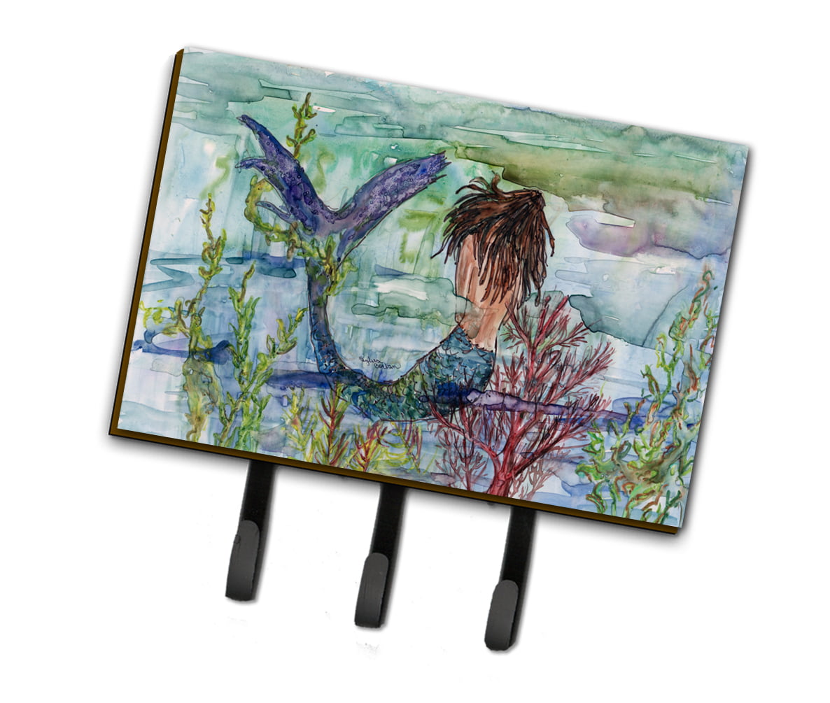 Brunette Mermaid Coral Fantasy Leash or Key Holder