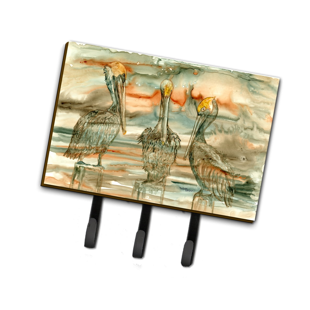 Pelicans on their Perch Abstract Leash or Key Holder