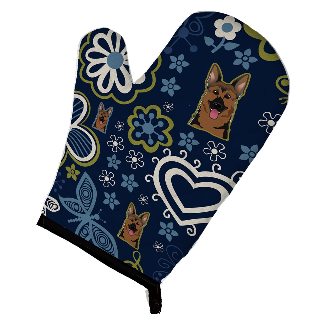 Picture of Carolines Treasures BB5062OVMT Blue Flowers German Shepherd Oven Mitt