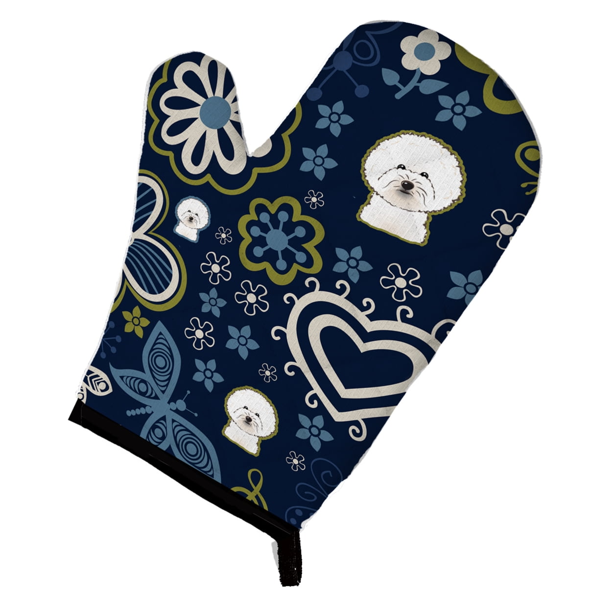 Picture of Carolines Treasures BB5068OVMT Blue Flowers Bichon Frise Oven Mitt