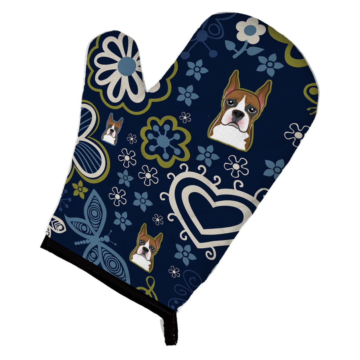 Picture of Carolines Treasures BB5074OVMT Blue Flowers Boxer Oven Mitt
