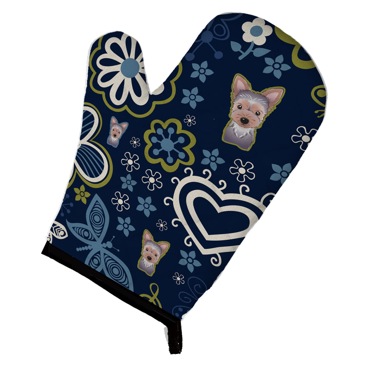 Picture of Carolines Treasures BB5083OVMT Blue Flowers Yorkie Puppy Oven Mitt