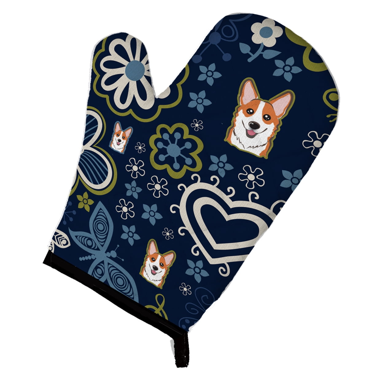 Picture of Carolines Treasures BB5105OVMT Blue Flowers Red Corgi Oven Mitt