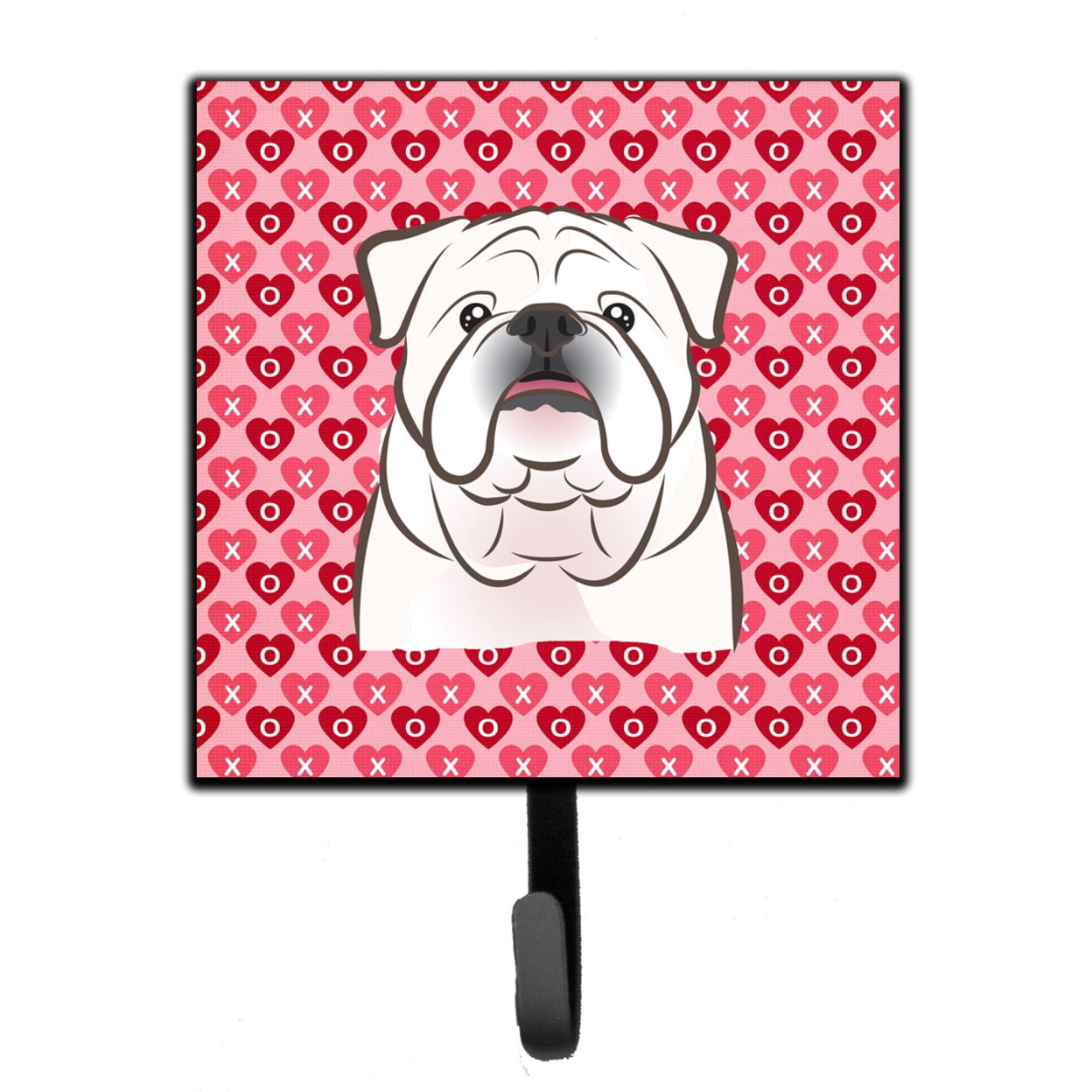 White English Bulldog Hearts Leash or Key Holder