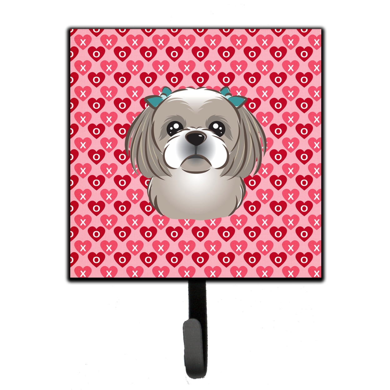 Gray Silver Shih Tzu Hearts Leash or Key Holder
