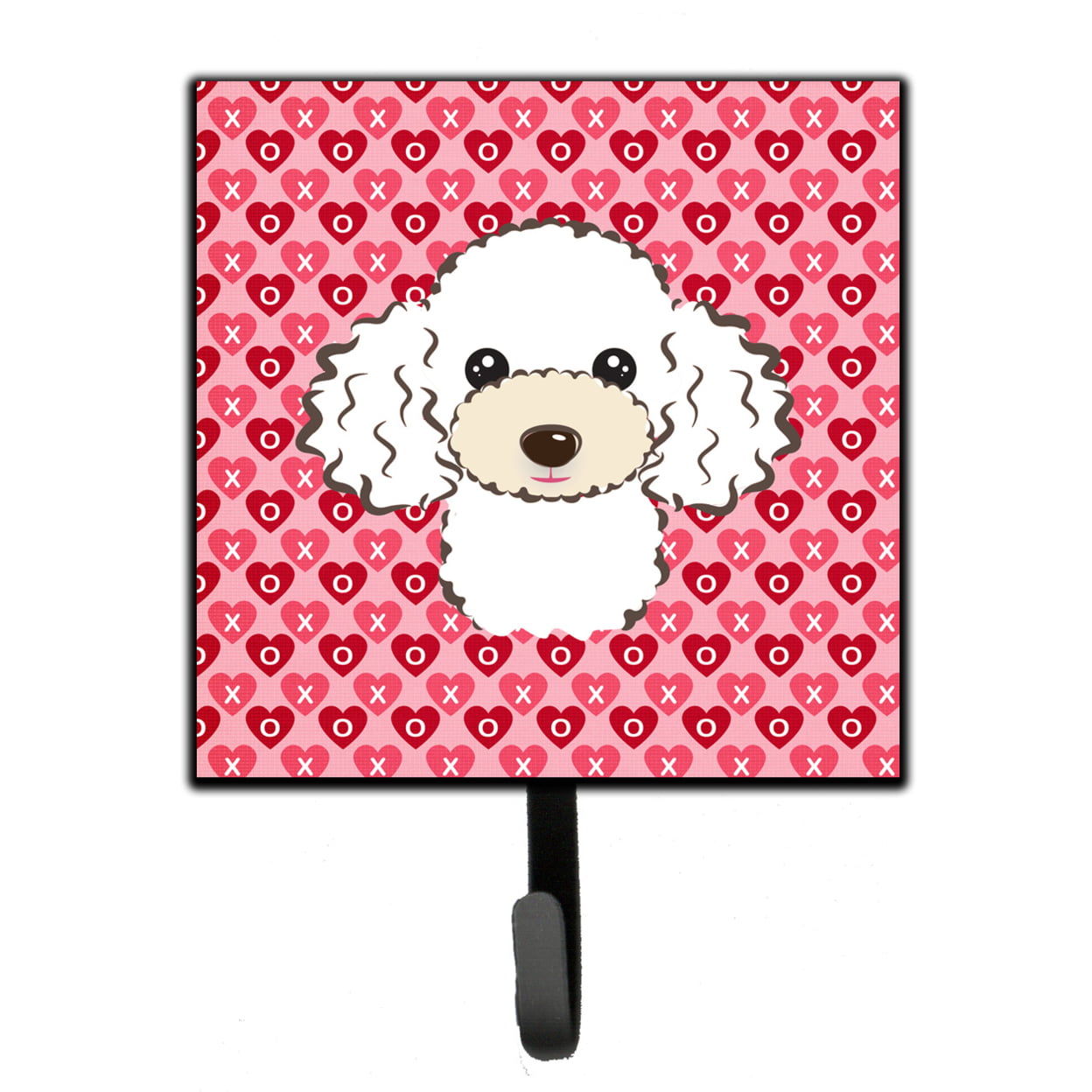 White Poodle Hearts Leash or Key Holder