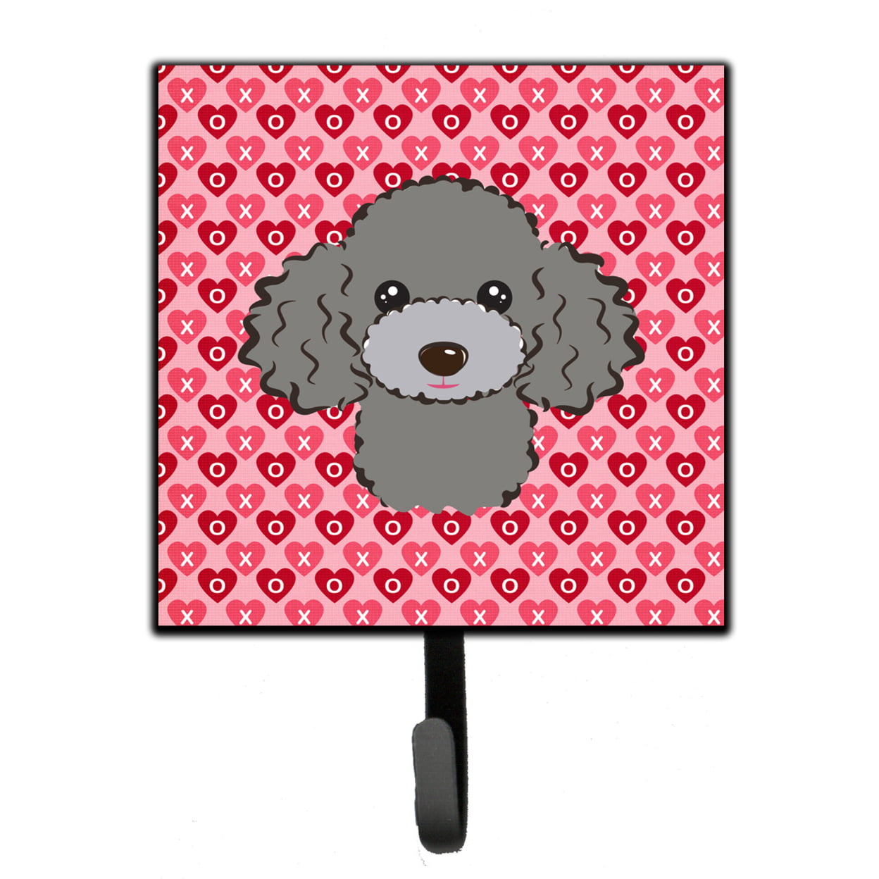Silver Gray Poodle Hearts Leash or Key Holder