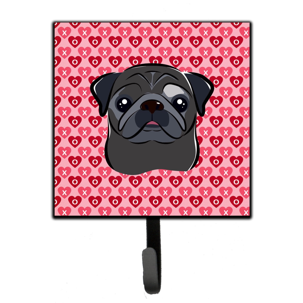 Black Pug Hearts Leash or Key Holder