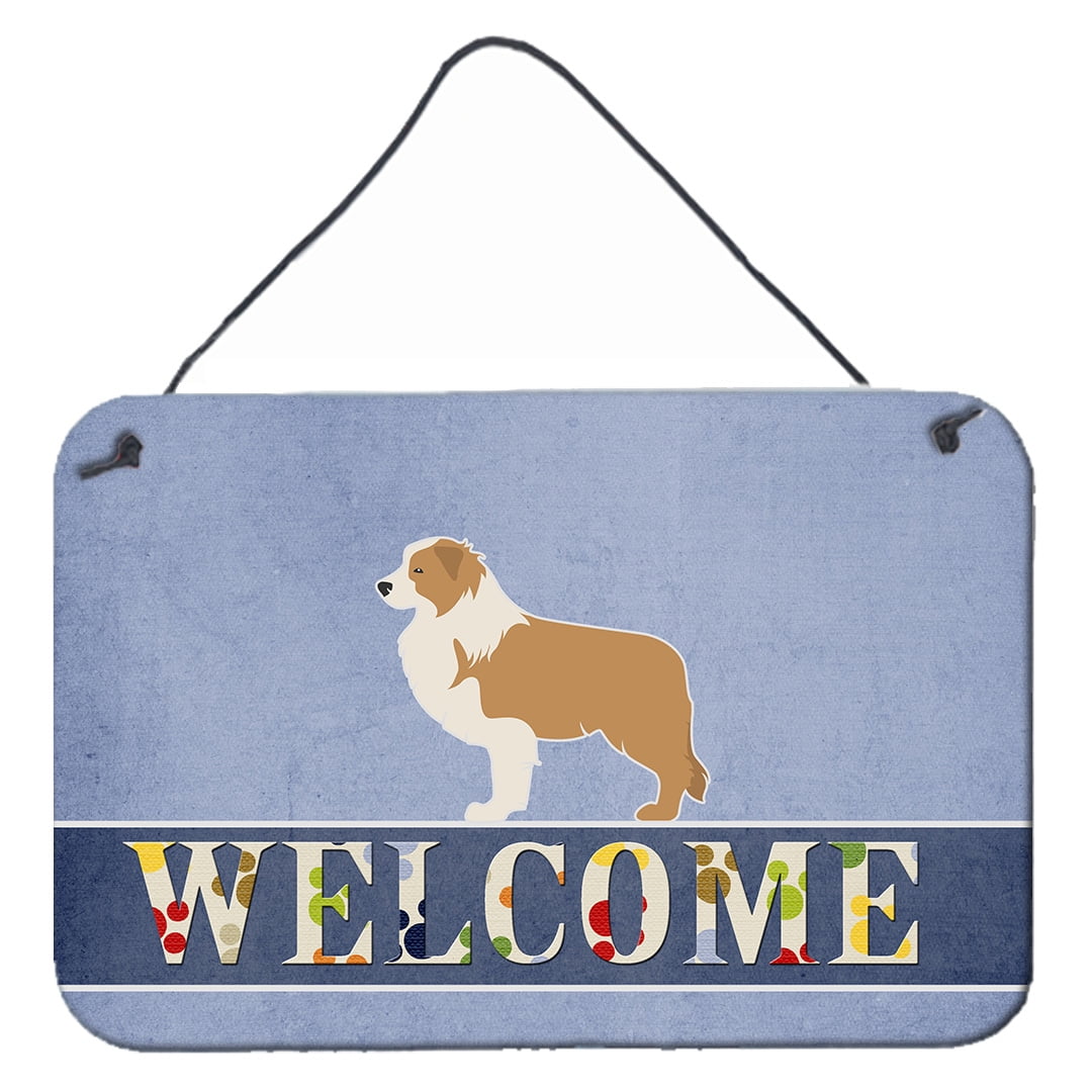 Red Border Collie Welcome Wall or Door Hanging Prints