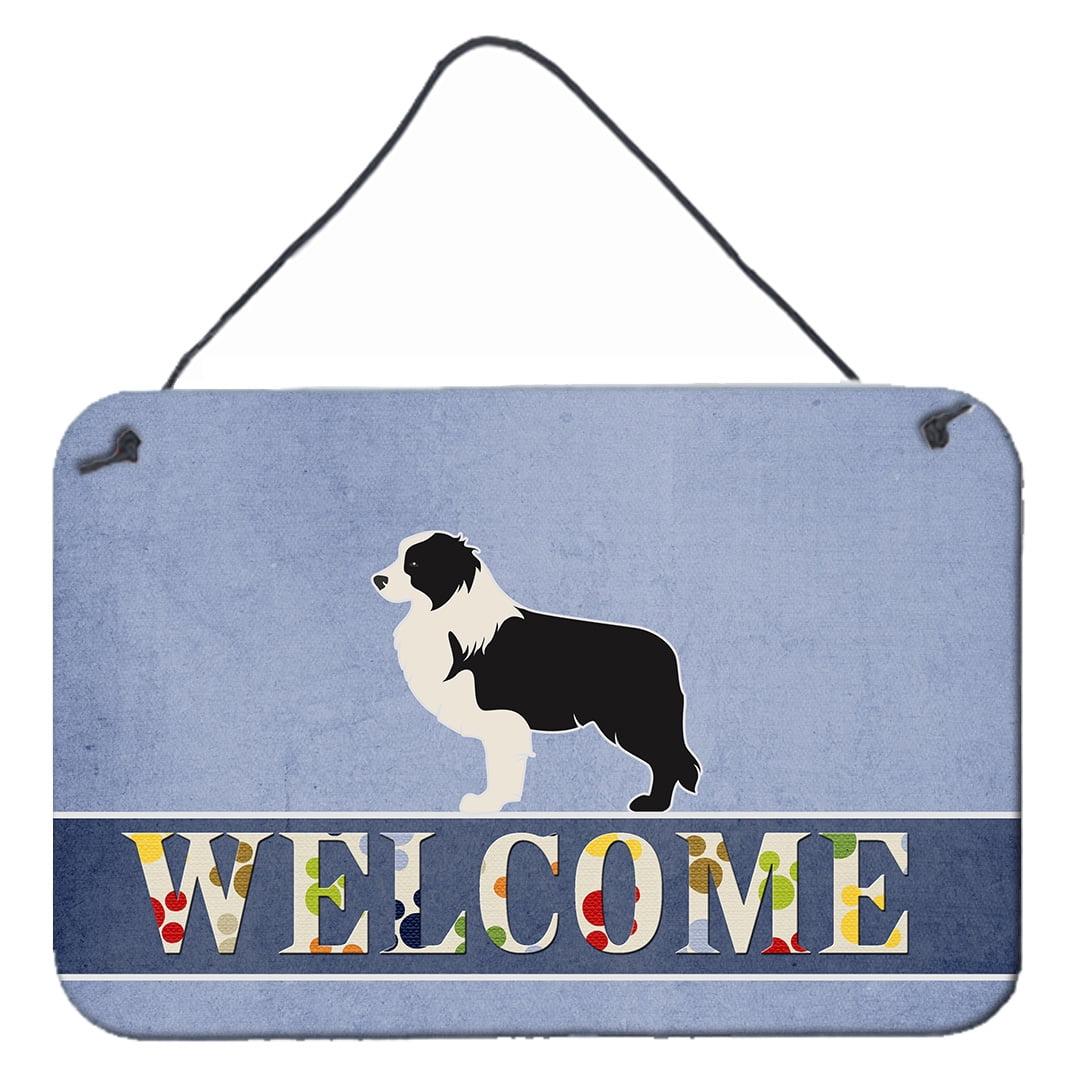 Black Border Collie Welcome Wall or Door Hanging Prints