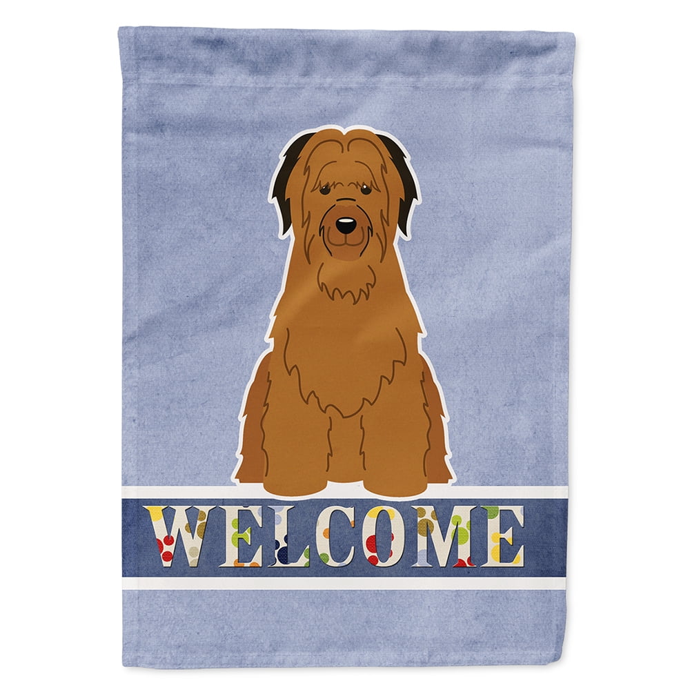 Briard Brown Welcome Flag Canvas House Size