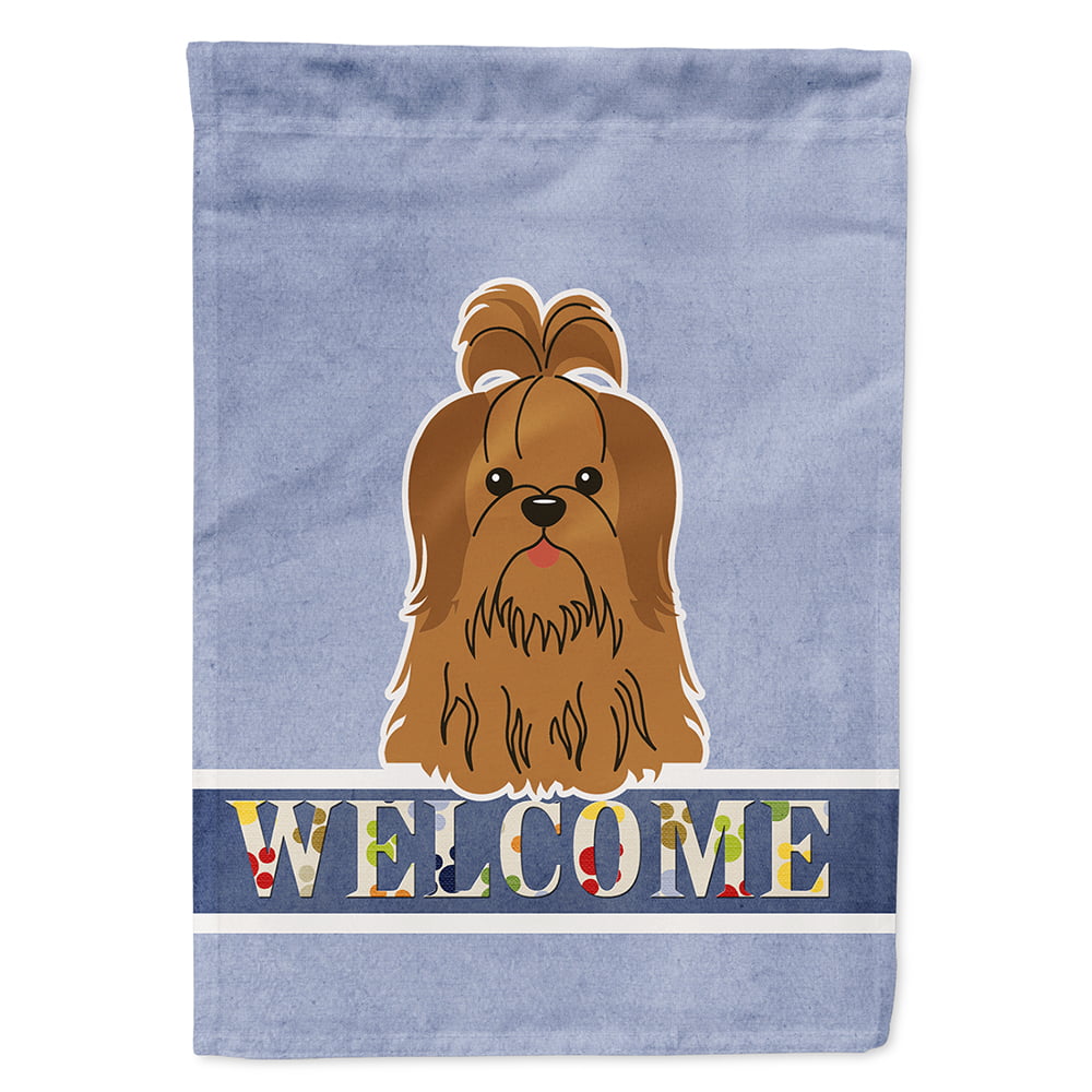 Shih Tzu Silver Chocolate Welcome Flag Canvas House Size