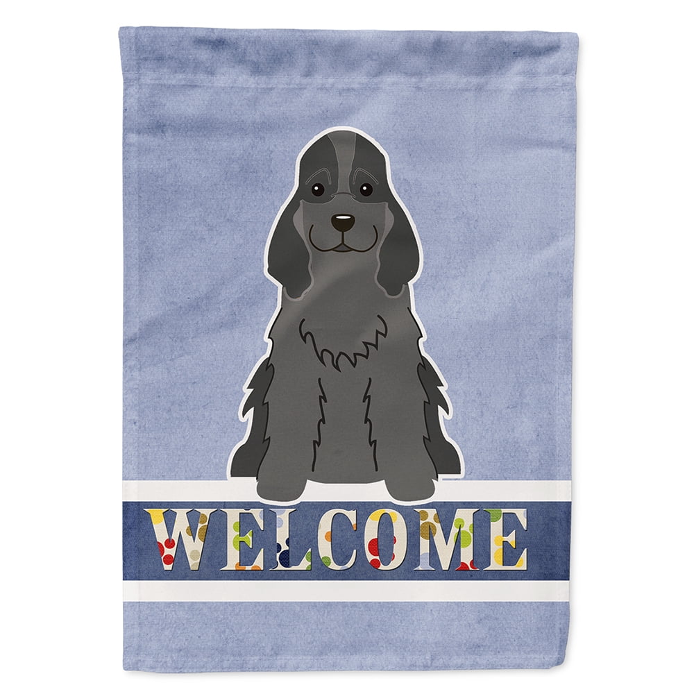 Cocker Spaniel Black Welcome Flag Canvas House Size