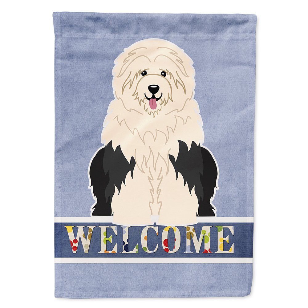 BB5677CHF Old English Sheepdog Welcome Flag Canvas House Size