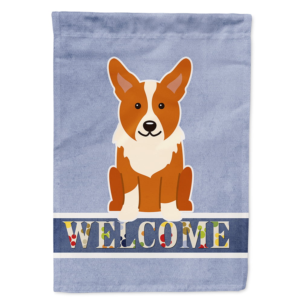 BB5681CHF Corgi Welcome Flag Canvas House Size