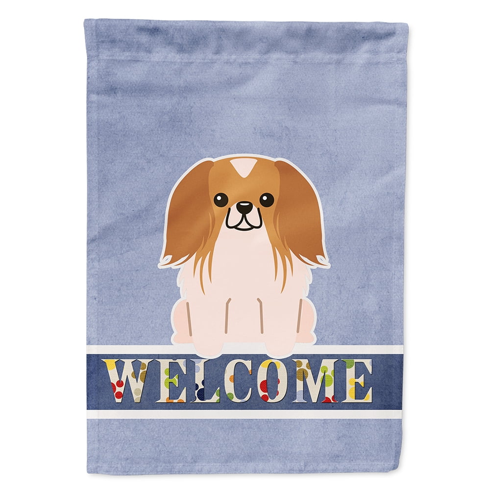 Pekingnese Red White Welcome Flag Canvas House Size