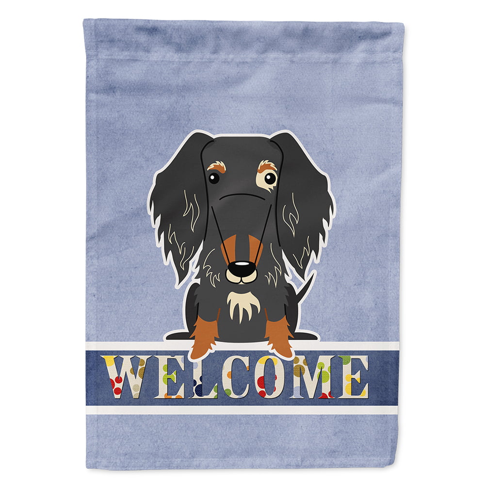 BB5709CHF Wire Haired Dachshund Dapple Welcome Flag Canvas House Size