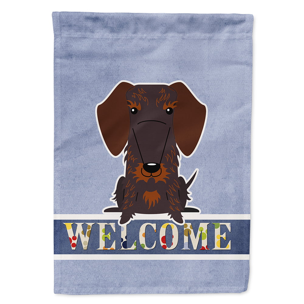 Wire Haired Dachshund Chocolate Welcome Flag Canvas House Size