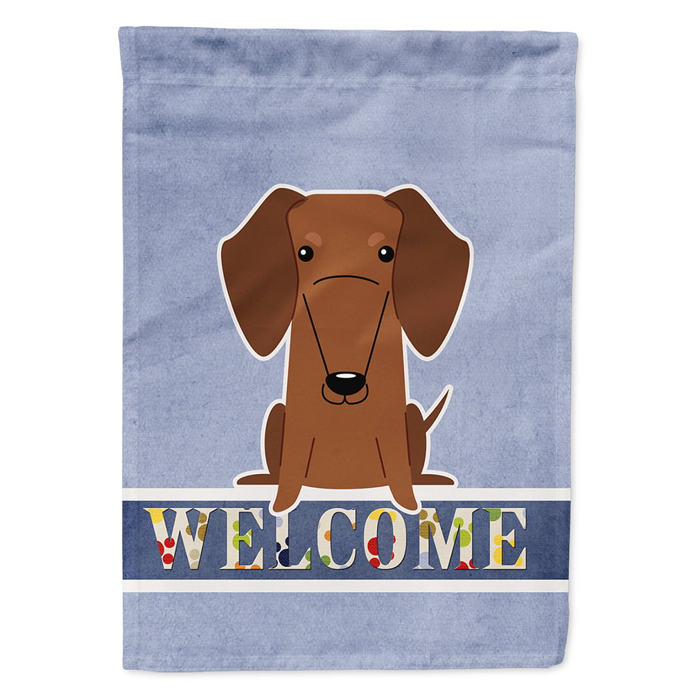 Dachshund Red Brown Welcome Flag Canvas House Size