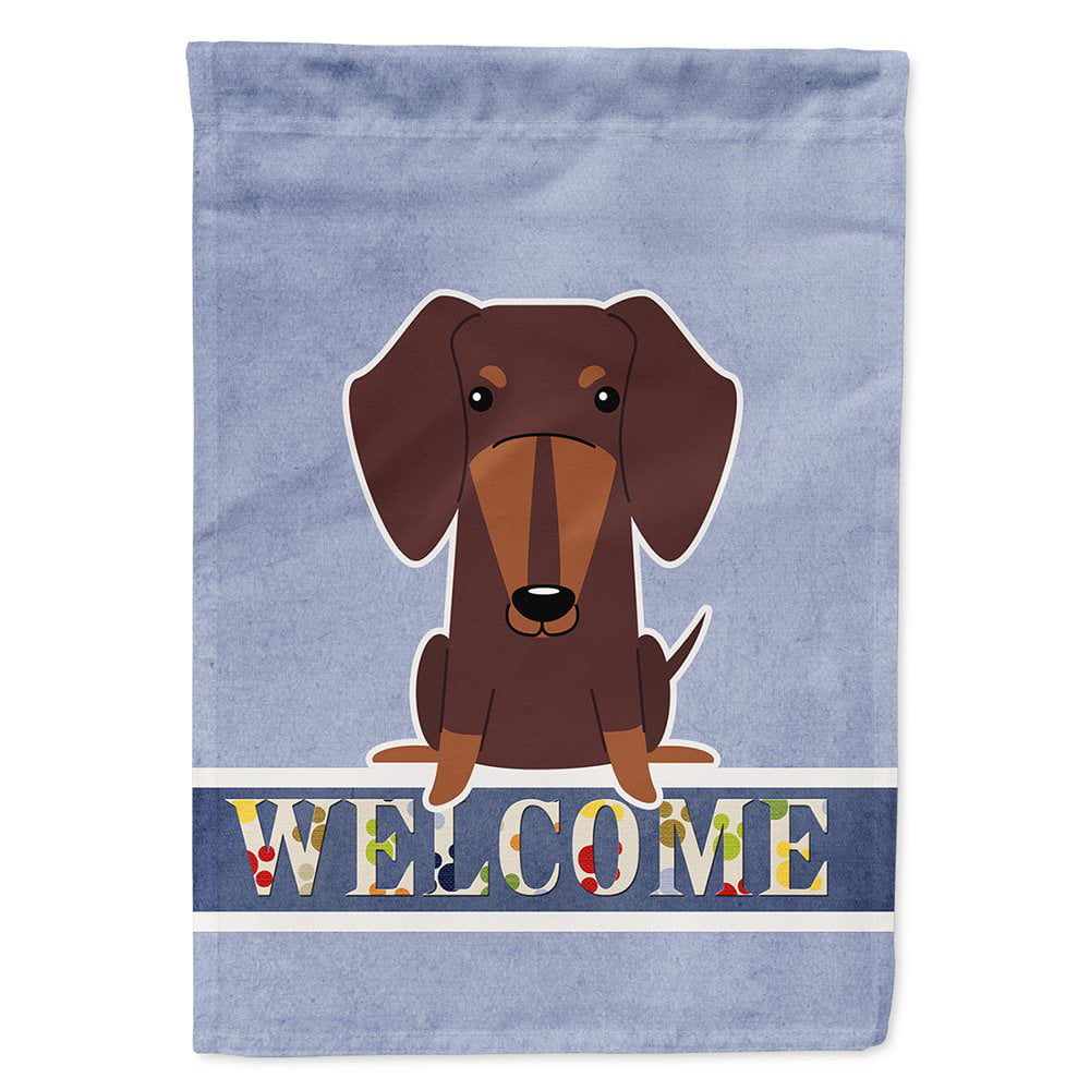 Dachshund Chocolate Welcome Flag Canvas House Size