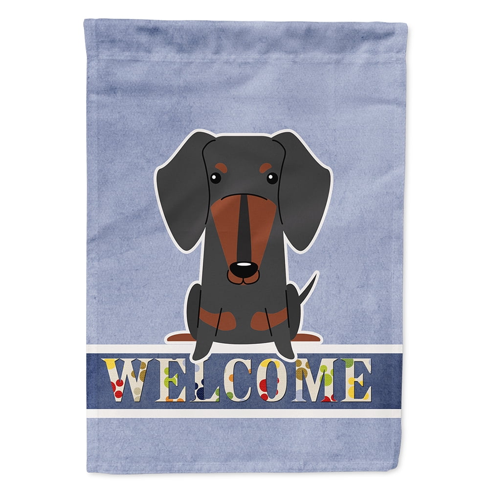 Dachshund Black Tan Welcome Flag Canvas House Size
