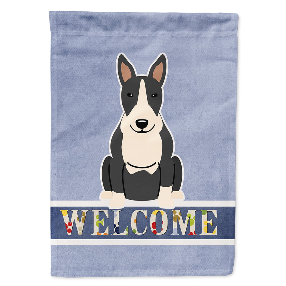 Bull Terrier Black White Welcome Flag Canvas House Size