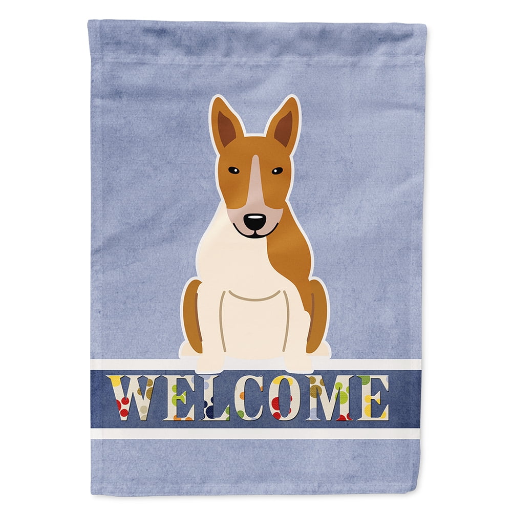 Bull Terrier Red White Welcome Flag Canvas House Size